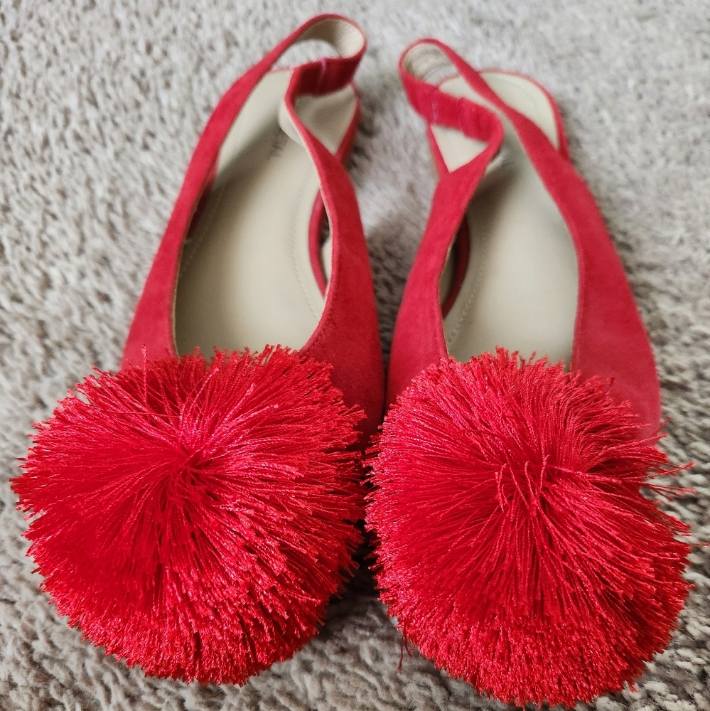 New Gunmetal pom pom flats